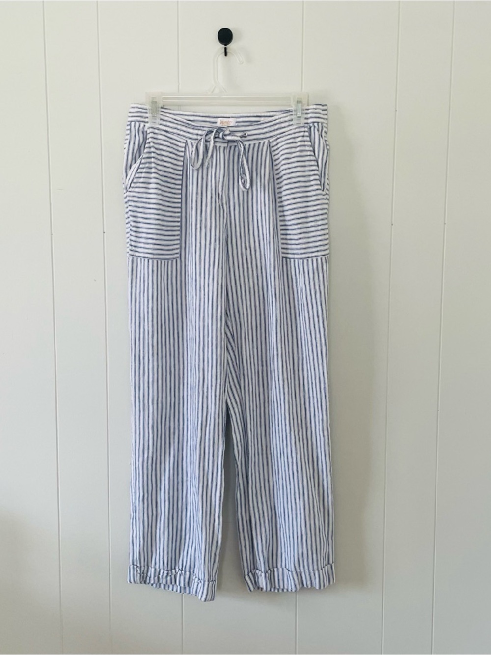 Laundry By Shelli Segal Blue and White Striped Wide Leg Pants
